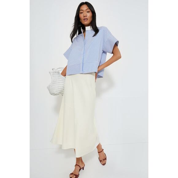 TUCKERNUCK Blue Stripe Sofia Shirt Size M NWT Retail $118 Tuckernuck - Picture 6 of 7